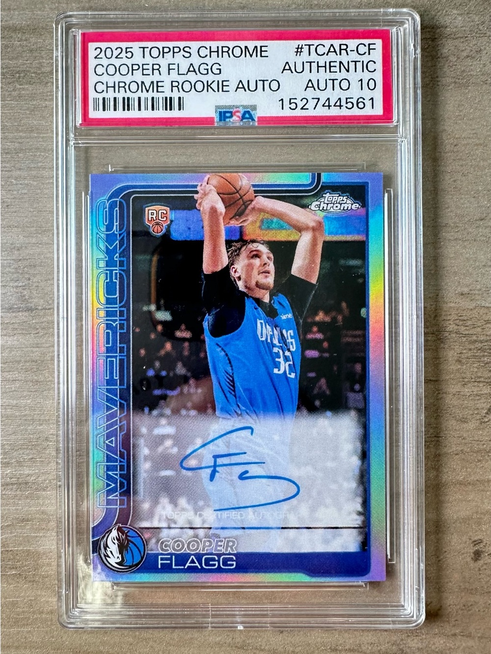 Cooper Flagg Signed Rookie 2025 Topps Chrome Gem Mint 10 Novelty Basketball Card